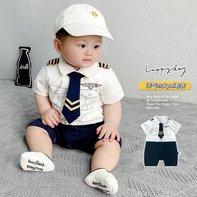 Ropa de verano para niños, ropa fina de manga corta, lindo mono de bebé de estilo occidental, mampara para niños recién nacidos, mampara de celebridades de Internet