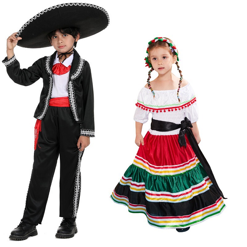 Halloween Easter Mexican Style National Costume Children's Holiday Party Performance Clothes Set