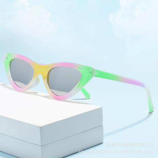 European and American Cross-Border Colorful Cat-Eye Triangular Children's Sunglasses, Cute Street Wear, Anti-Uv Trendy Sunglasses Wholesale