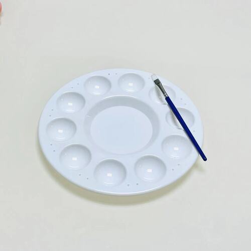 10-grid round palette for Chinese painting, gouache, oil painting, acrylic and watercolor painting; color mixing palette specifically designed for art students.