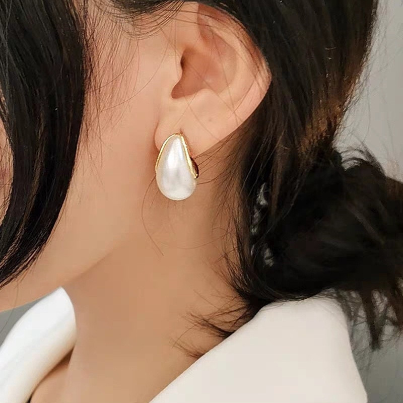 法式复古不规则珍珠耳圈女韩国小众个性百搭气质时尚耳钉耳环耳饰|undefined