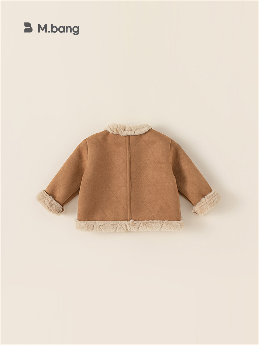 Youbao ropa para niños chaqueta para niños versión coreana de la chaqueta de gamuza gruesa para niñas otoño e invierno ropa retro para niños nuevo DY22086