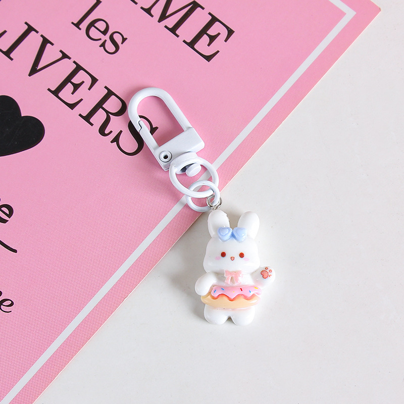 Lindo bolsa de conejito kindergarten adornos resina oso llavero colgante estudiante mochila pequeños regalos