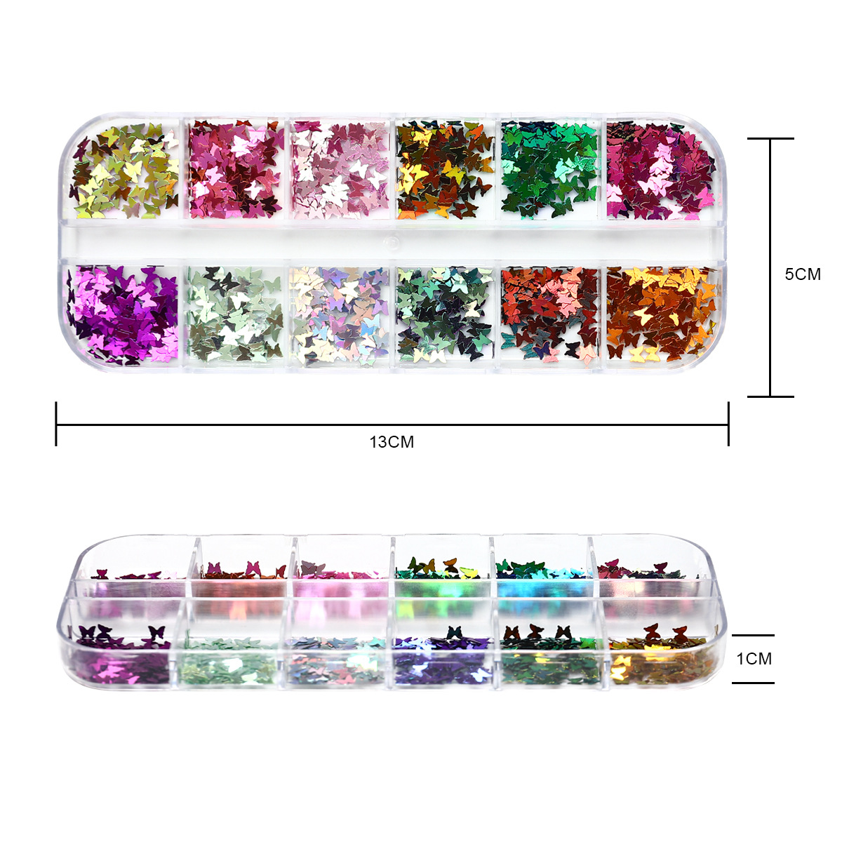 Transfronterizo nuevo manicuría sequinilla ins12 color caja de color láser decolor mariposa fantasía sequinilla joyería de uñas