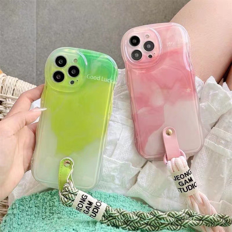 INS rendering gradiente Rosa verde aplicable iPhone15 caja del teléfono móvil 12PROMAX Apple 14 nuevo 13pro