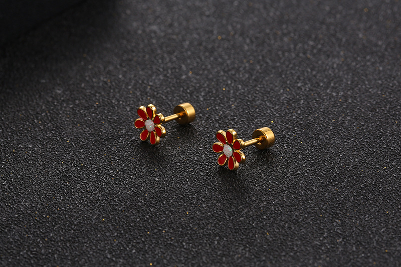 Simple Style Flower 304 Stainless Steel No Inlaid Earrings Ear Studs display picture 4