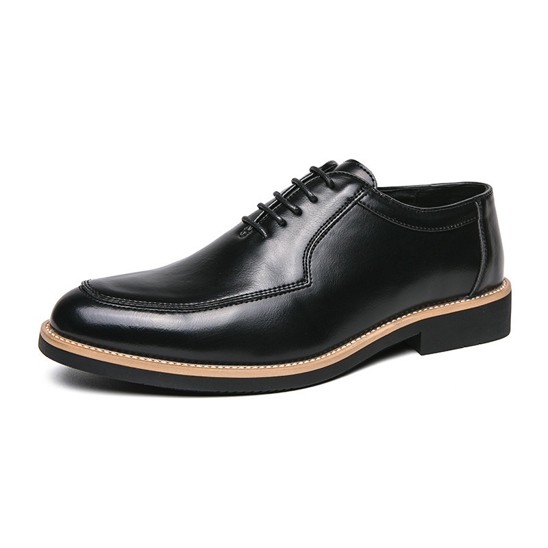 Zapatos de cuero ropa formal de negocios para hombres zapatos casuales de suela gruesa 2024 primavera y otoño moda británica zapatos de boda de novio puntiagudos