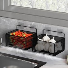 厨房置物架墙上免打孔佐料调料品多功能家用壁挂蔬菜篮子收纳挂架