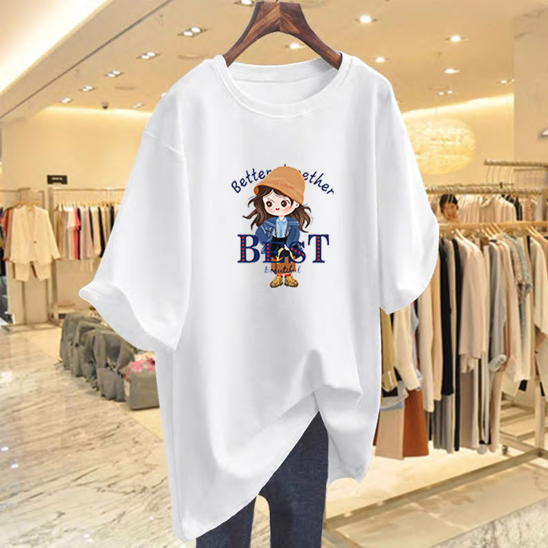 Spring and Summer New Korean Style Casual Fashion Age-reducing Cartoon Pattern Loose T-shirt Women's Summer New