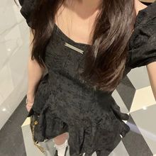 小个子修身显瘦泡泡袖公主蛋糕连衣裙子女小众设计2025年新款夏季