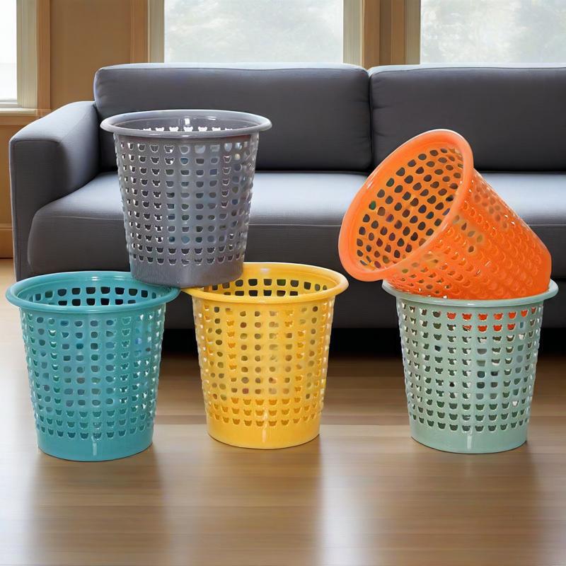 Thickened Colored Plastic Waste Basket, Trash Can with Rubber Seal, Paper Basket, Durable Paper Tube