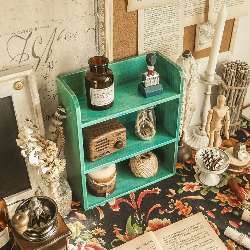 Настольная кружка, коробка для хранения Zakka, деревянный настольный шкафчик, настенное ретро крепление