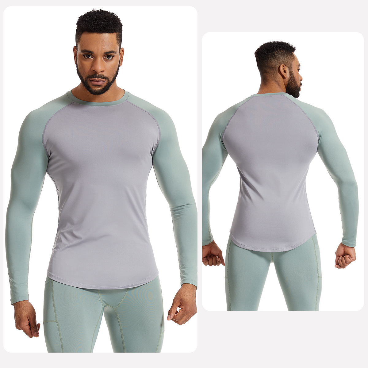 라이트 그레이 + 라이트 그린 소매