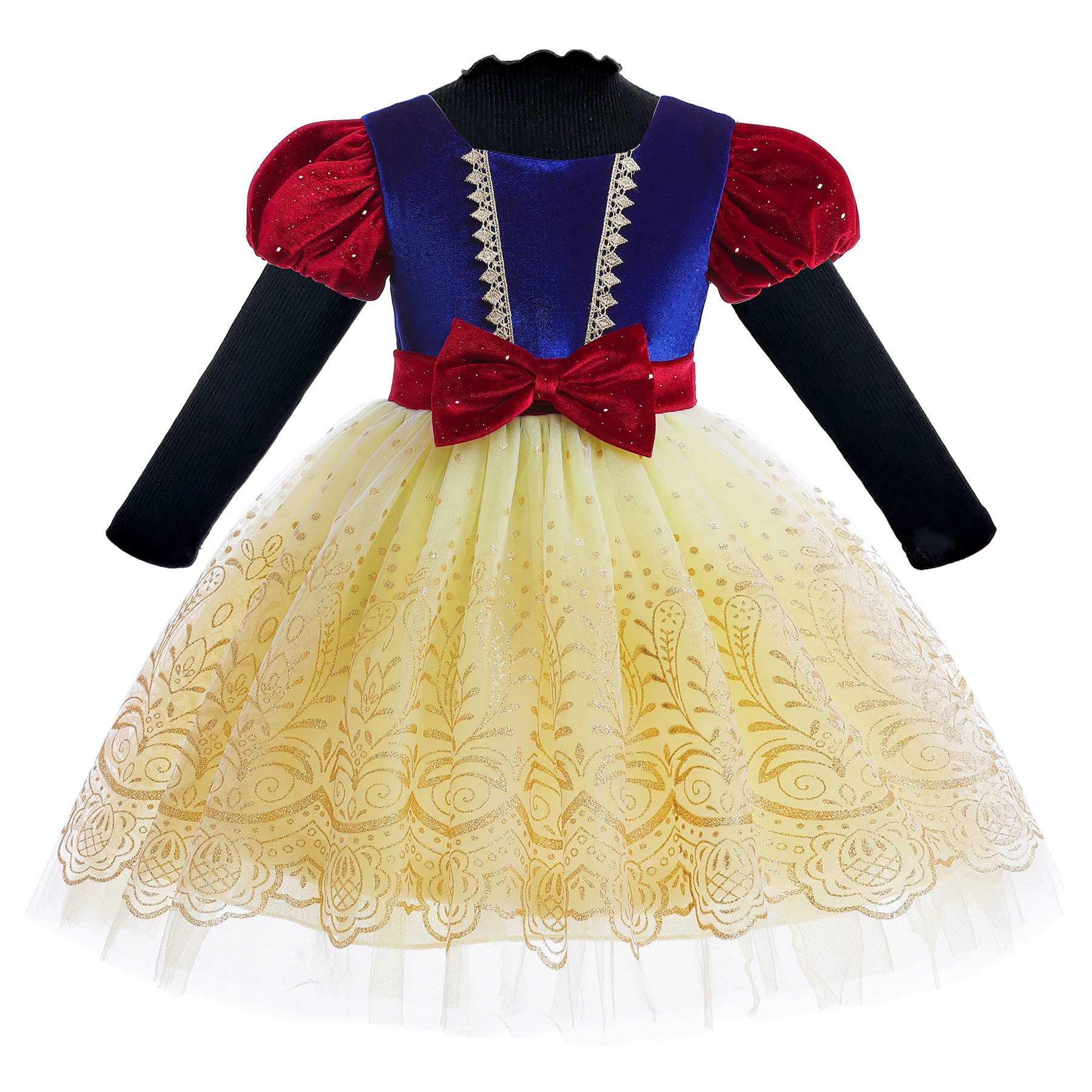 Velvet bodysuit, children's small princess costume, western style, puff sleeves, children's clothing, Lolita style