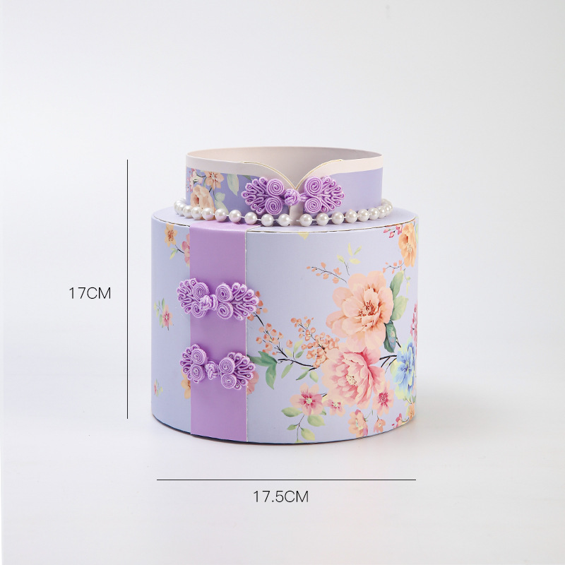 Cubo clásico de tres abrazos cubo redondo embalaje cubo arreglo de flores cubo floral DIY espejo de plata caja de flores