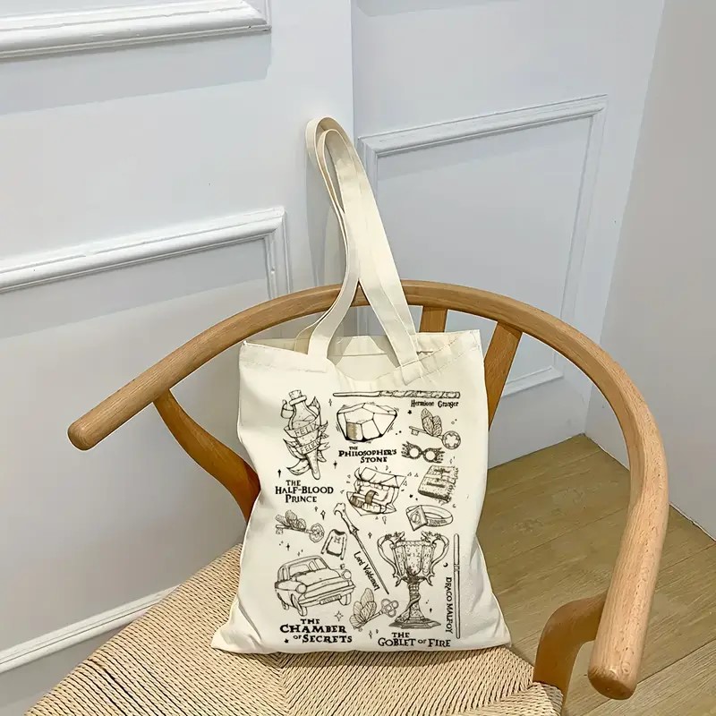 Bolsa de mano de lienzo impresa de gran capacidad, bolso de hombro, bolso perfecto para compras