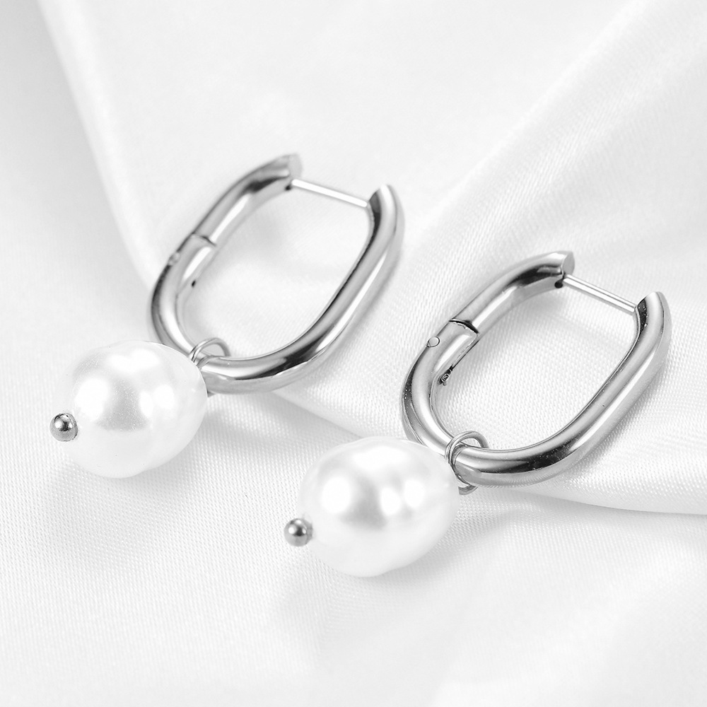Fashion Solid Color Stainless Steel Plating Hoop Earrings 1 Pair