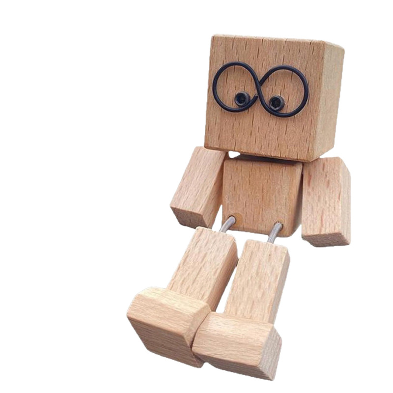 跨境潮流Shaking Feet Wooden Doll木头人汽车装饰摆件|undefined