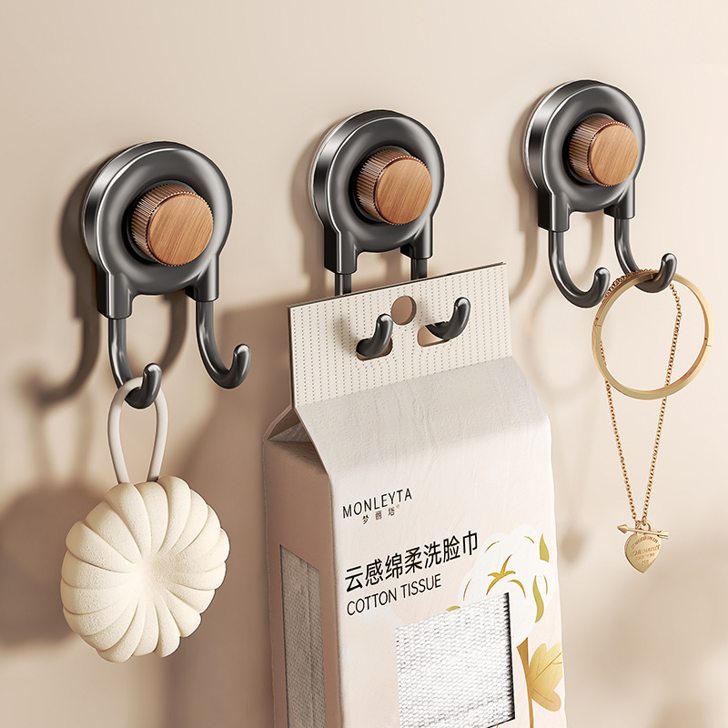 No-drill suction cup hook, traceless adhesive sticker for kitchen and bathroom, double hook for clothes and hats, strong and non-slip, hair tie organizer No-drill suction cup hook, traceless adhesive sticker for kitchen and bathroom, double hook for clothes and hats, strong and non-slip, hair tie organizer