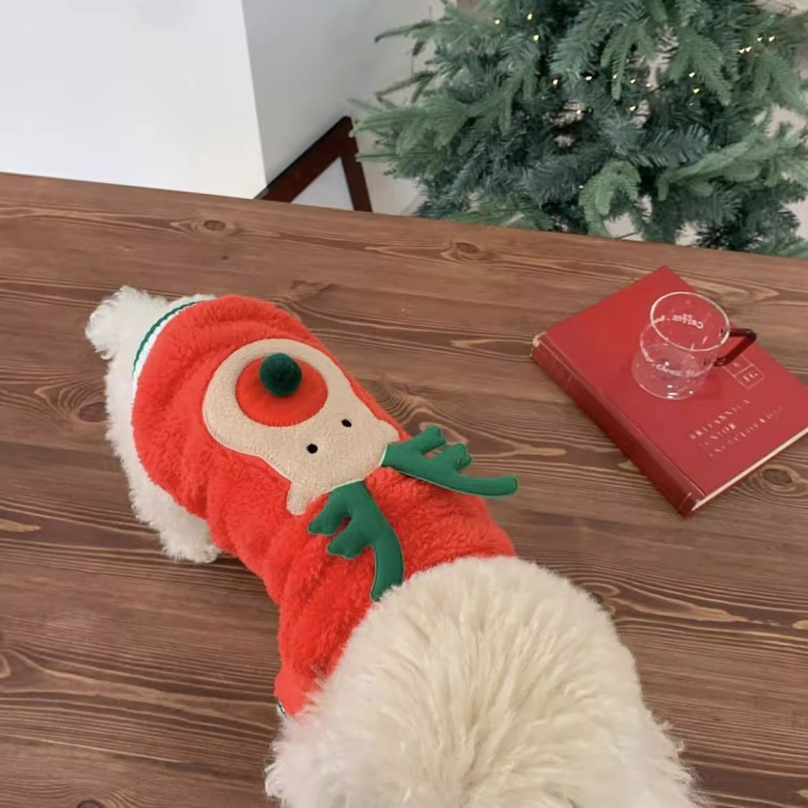 Otoño e invierno cachorro navidad chaleco de dos patas mediano y pequeño perro abrigo de terciopelo abrigo de gato gratis bufanda ropa para mascotas