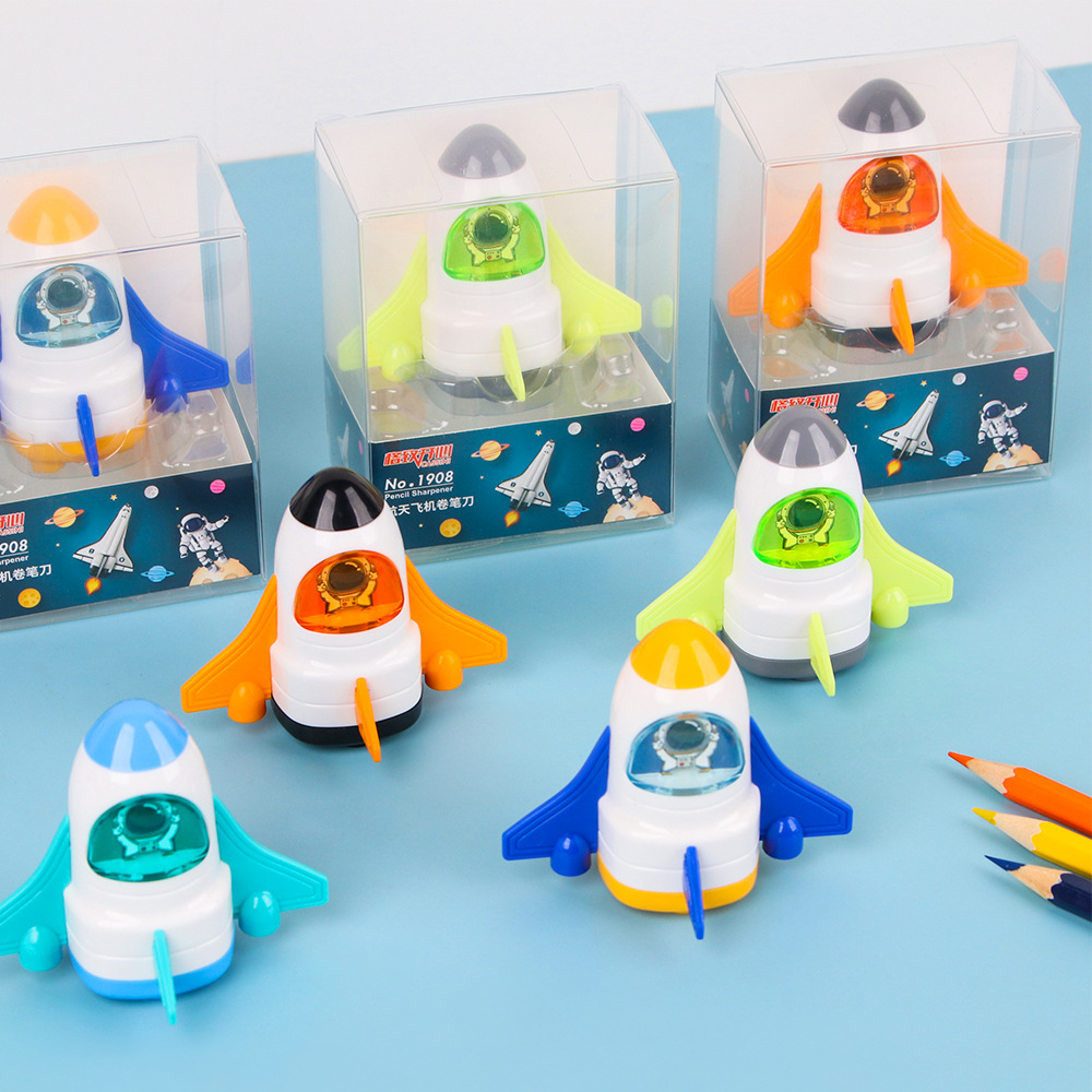 Sacapuntas de un solo orificio del transbordador espacial creativo Mini sacapuntas de plomo continuo para estudiantes Precioso sacapuntas portátiles