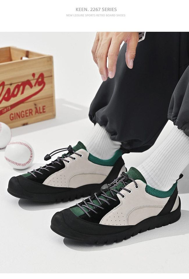 Giày sneaker nữ cổ thấp da lộn mờ phong cách retro đế dày buộc dây — 3679 kaki, 3679 màu hồng, 3679m Trắng và Xanh, 3679m màu trắng và xanh lá cây chi tiết 13
