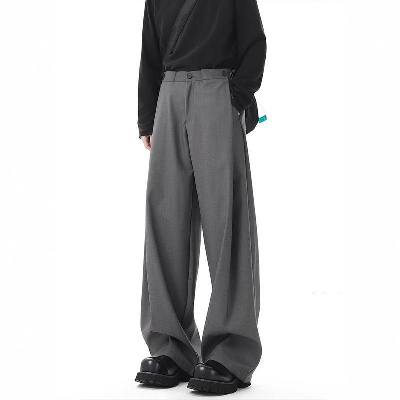 Gray Cleanfit High-End Pants Men's Spring, Autumn and Summer Loose Suit Pants Straight Wide-Leg Draped Casual Pants Gray Cleanfit High-End Pants Men's Spring, Autumn and Summer Loose Suit Pants Straight Wide-Leg Draped Casual Pants