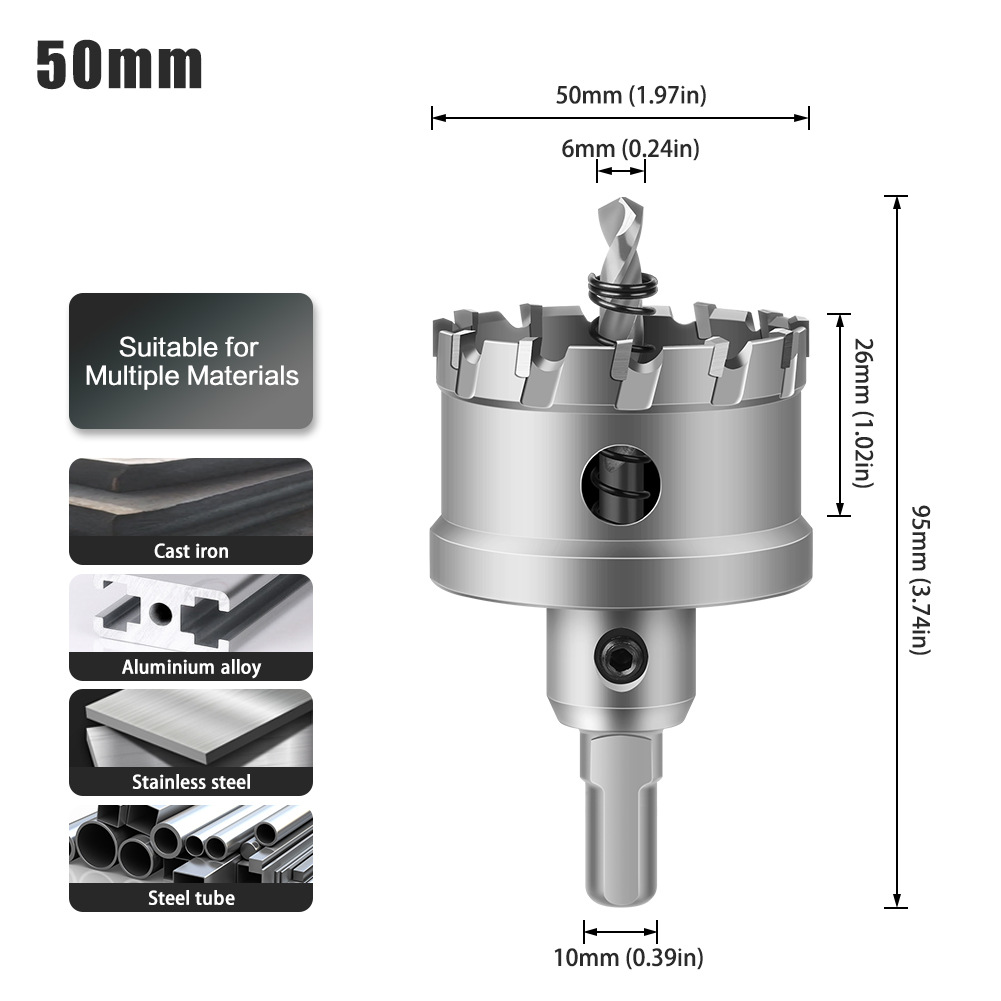 Abridor de agujero de aleación 5A de alto grado Abridor de agujero de acero inoxidable de alto grado TCT