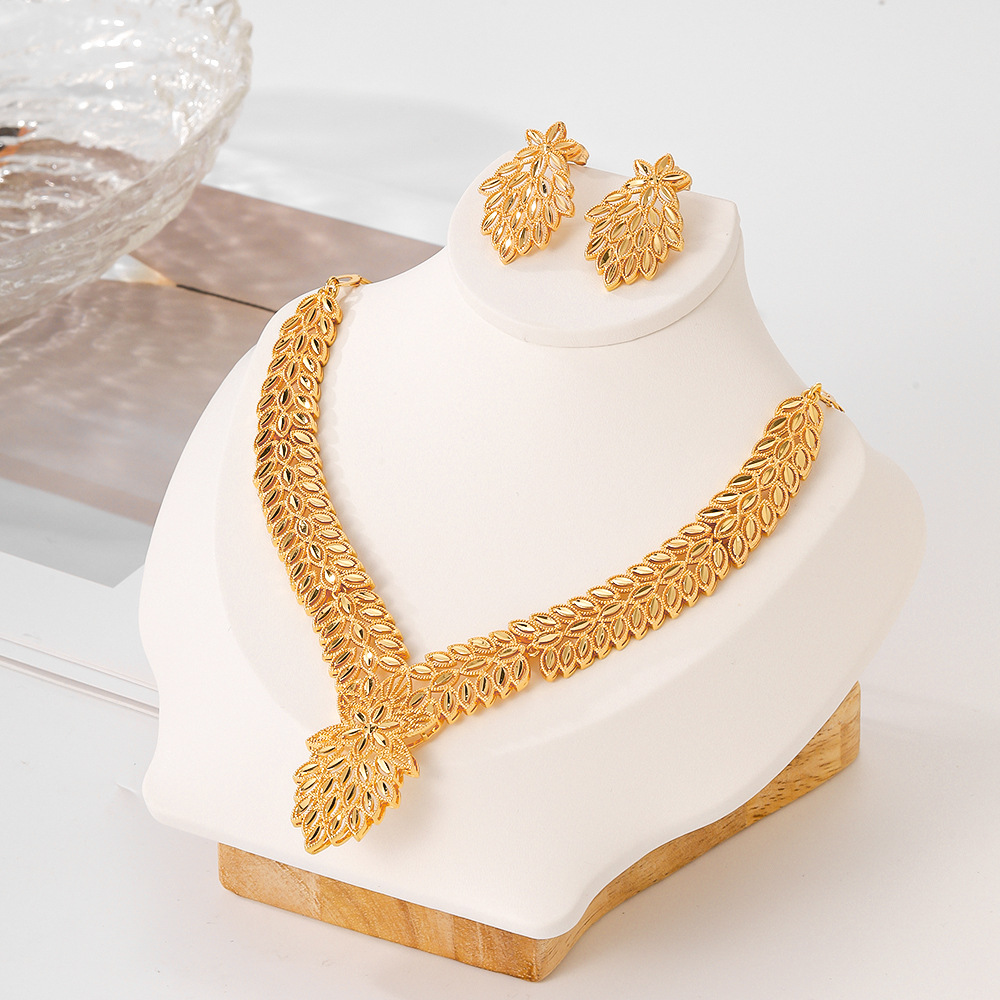 Explosiones de aretes populares del Medio Oriente, collares de joyería de mujer, collares de pendientes de dos piezas, elecciones transfronterizas, joyas exquisitas image 1