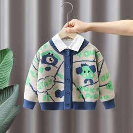 男童宝宝秋季衣服开衫童装2025新款儿童洋气宝宝毛衣针织衫外套