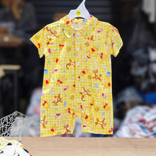 夏季婴幼儿短袖连体衣70-90cm男女宝宝梭织连身哈衣可爱平角爬服