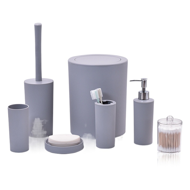 Artículos de baño de plástico algodón puede cepillo de dientes taza de algodón transparente tubo de hisopo traje de cepillo de baño enjuague bucal taza bote de basura