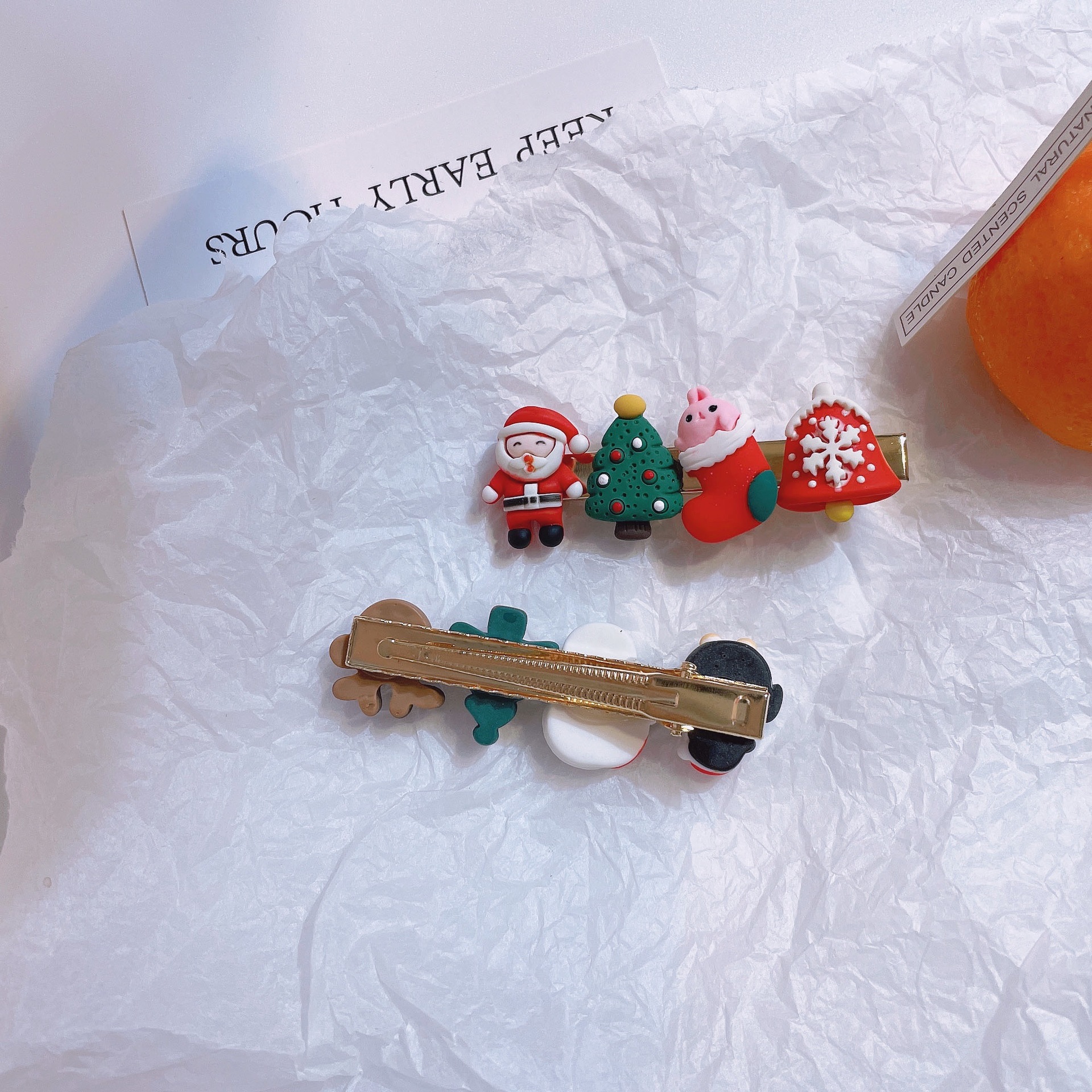 Festival Occasion Synthetic Resin Material Cartoon Style Santa Claus Synthetic Resin Hair Clip