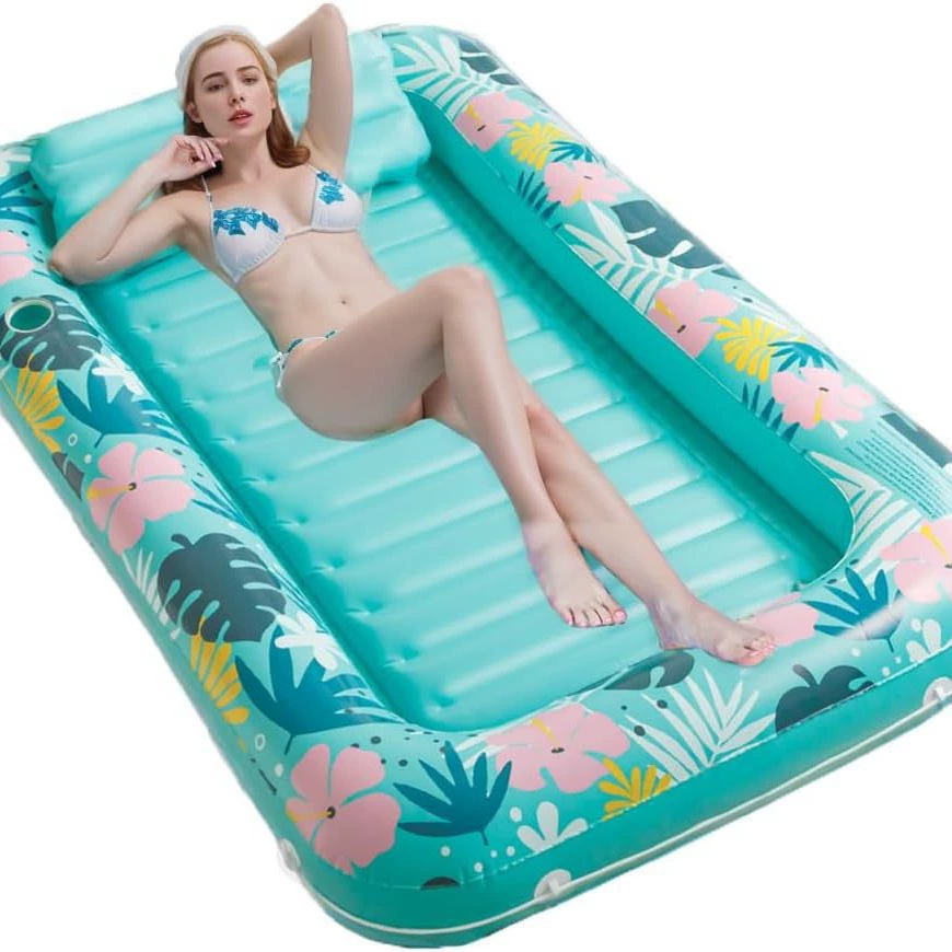Трансграничная поставка надувной матрас водное отверстие плавающий шезлонг двойной квадратный плавучий гребной пляж спинка толстая плавающая кровать