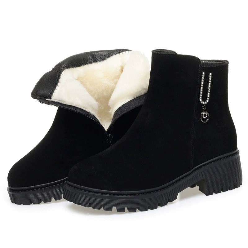23 Autumn new female cotton boots medium heel heel cotton retro female boots cotton boots LY99006