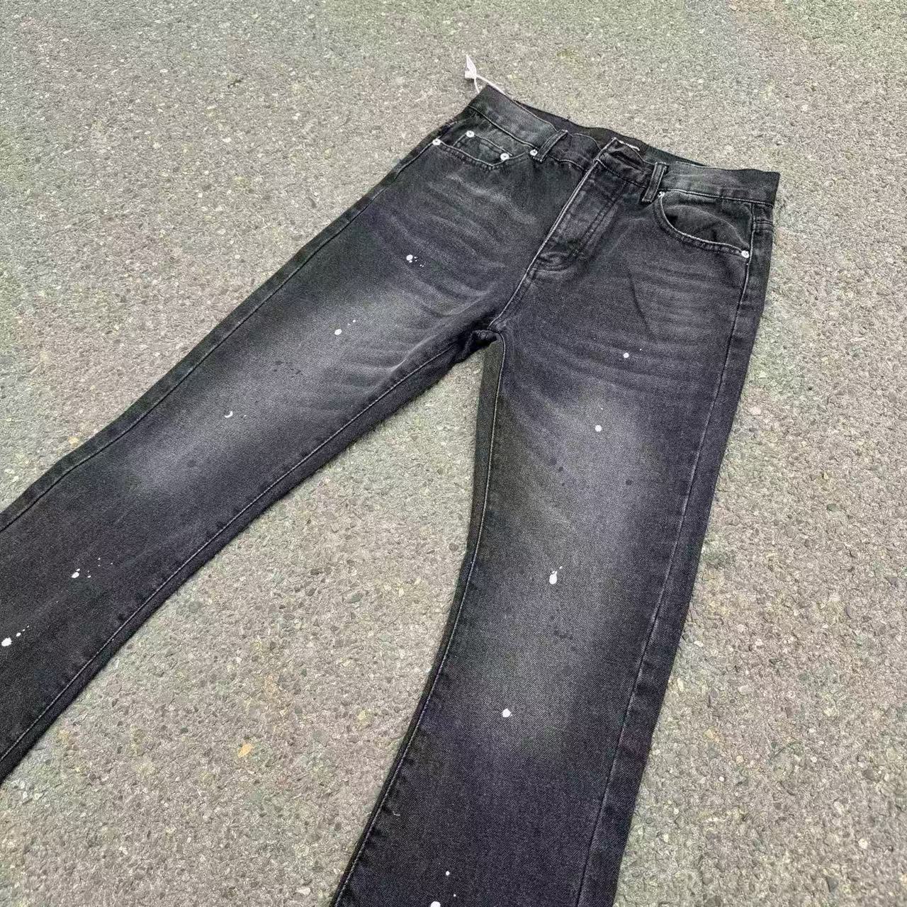 Férfi flared farmer nadrág destroyed mosott tinta fröccsöntött_voghion.com