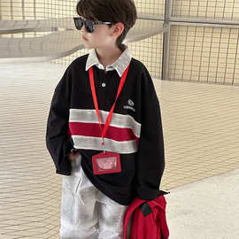 男童polo衫秋季2025秋季新款儿童韩版宽松休闲卫衣宝宝长袖上衣潮