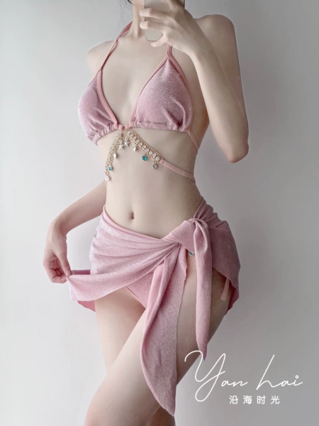 #▊▉Whitening powder wrap skirt three-piece set㏇%