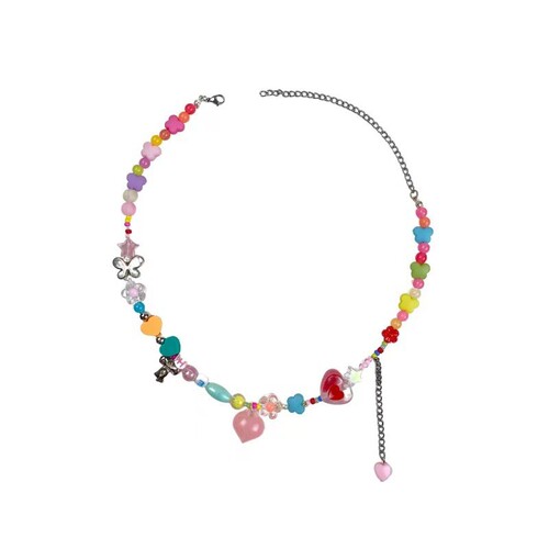 Summer dopamine girl necklace ~ small fresh temperament niche colorful beaded clavicle chain personalized versatile necklace