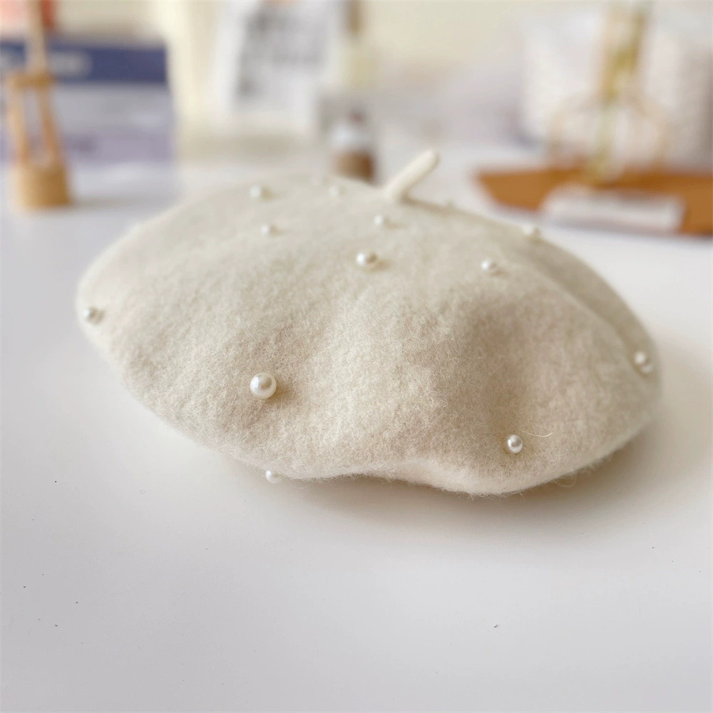 Детская демисезонная шляпа, шеряная берет Pearl, корейский стиль
