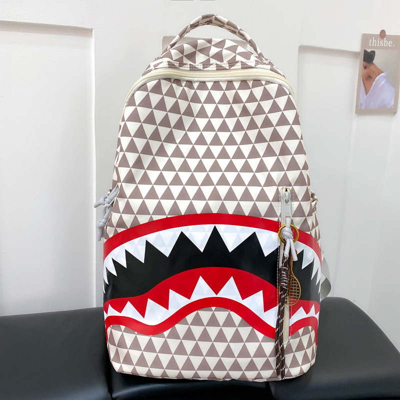 Mochila escolar de gran capacidad para mujeres nuevas estudiantes de alto valor, mochila de tiburón, mochila de viaje de nicho casual, personalidad image 11