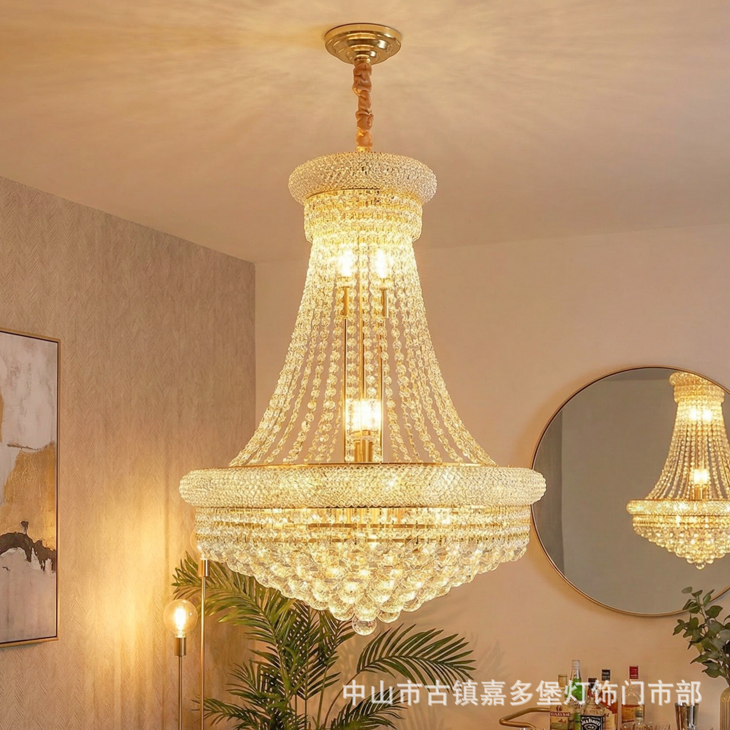 Luz lujosa lámpara de cristal europea moderna villa sala de estar lámpara de rama alta atmósfera restaurante lujosa lámpara doméstica