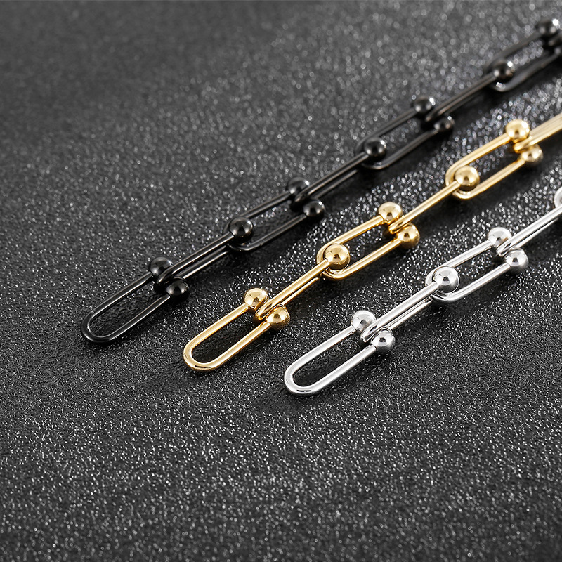 16g Weight PVD Coated Gold Plating Process 18K Real Gold Plated Plating Material Bracelets Classification 304 Stainless Steel Chain Material Daily Occasion 304 Stainless Steel Material U Shape Pattern Unisex Gender Fashion Style Waterproof Non Tarnish, Plating Craft Fashion U Shape Titanium Steel Bracelets Plating Stainless Steel Bracelets 10