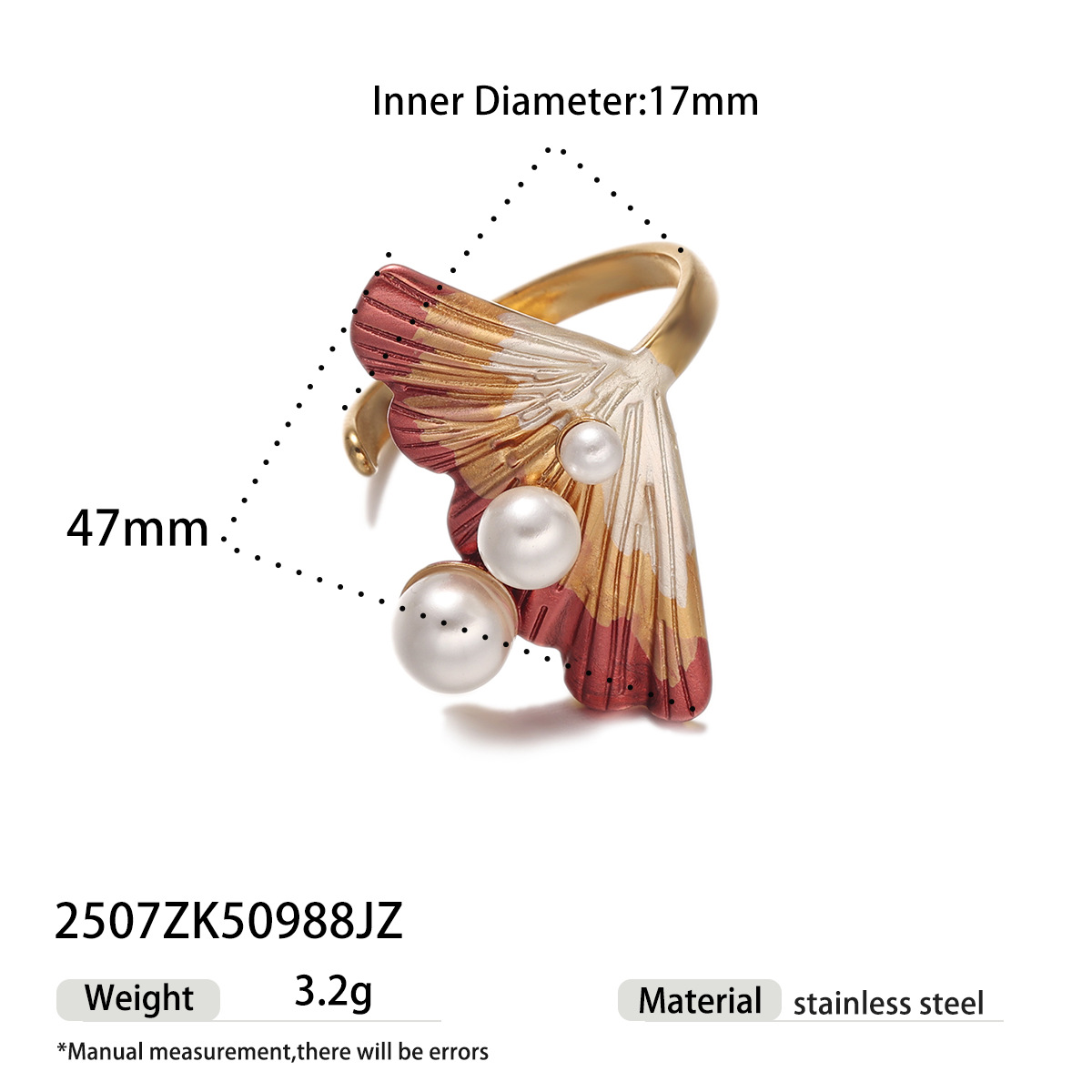 Anillo de acero de titanio europeo y americano de Tena, anillo de perlas de imitación de flores de todo fósforo de alto nivel, joyería transfronteriza para mujer que no se desvanece