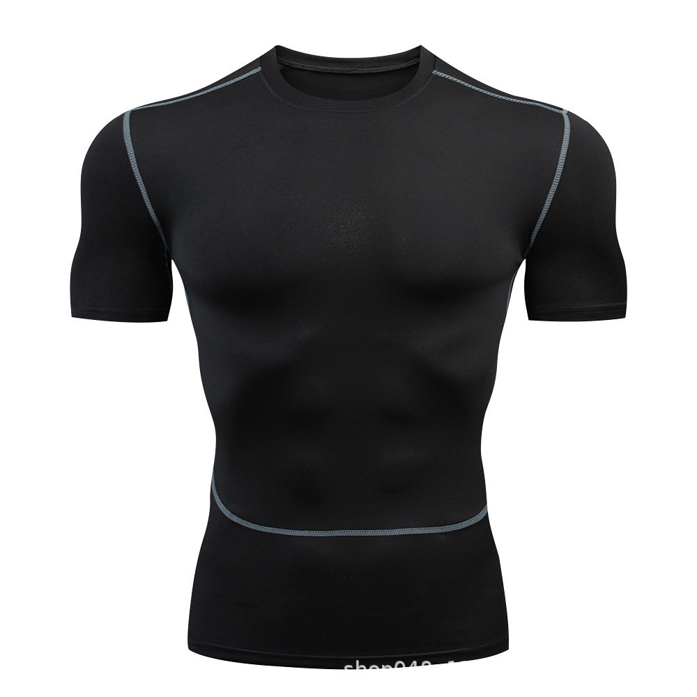 Fitness hombre camiseta de cuello redondo de baloncesto camiseta de fútbol de compresión de manga corta blanco rojo