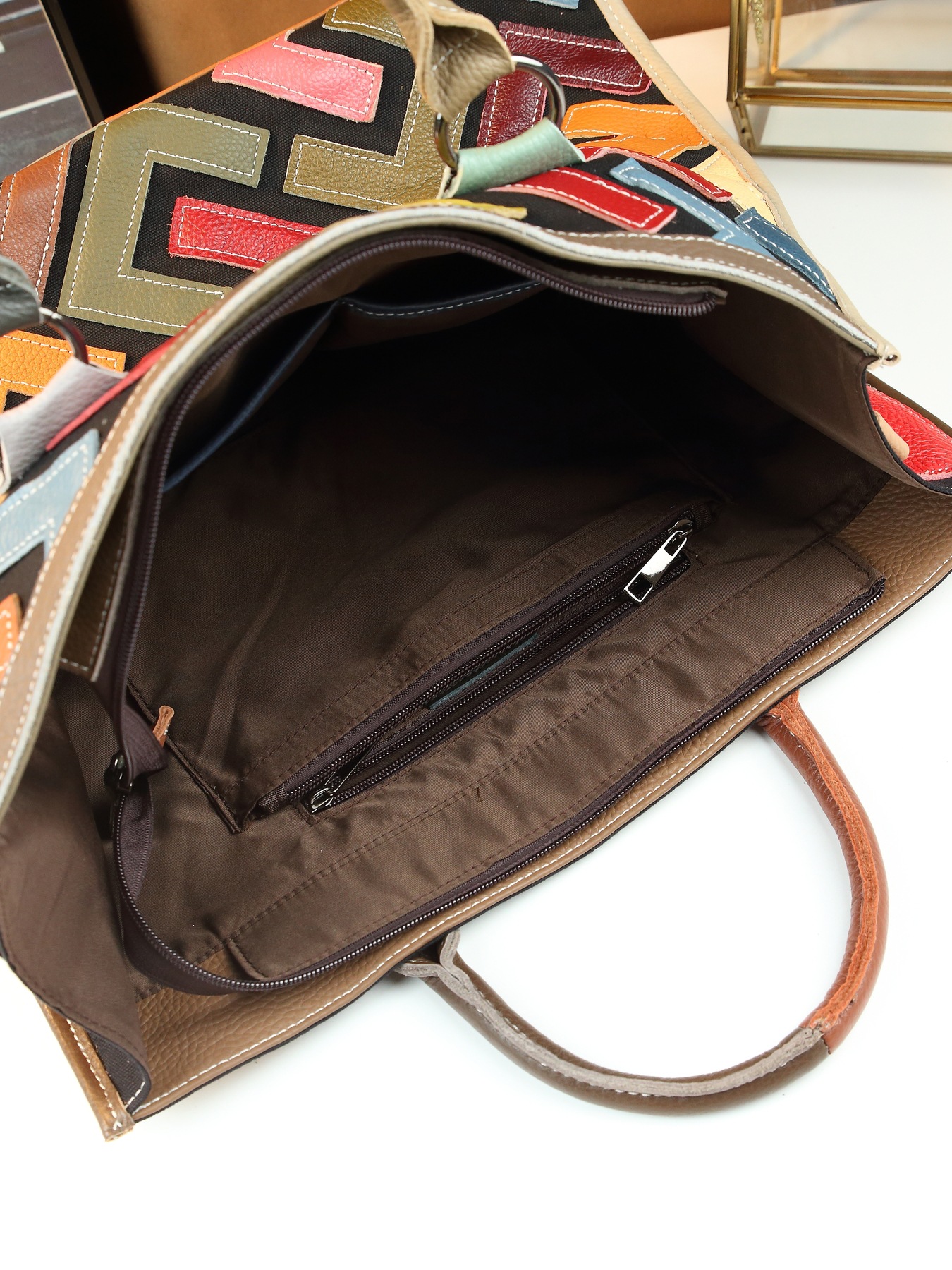 Retro Genuine Leather Handbag Large Capacity Women's Letter Bag_voghion.com