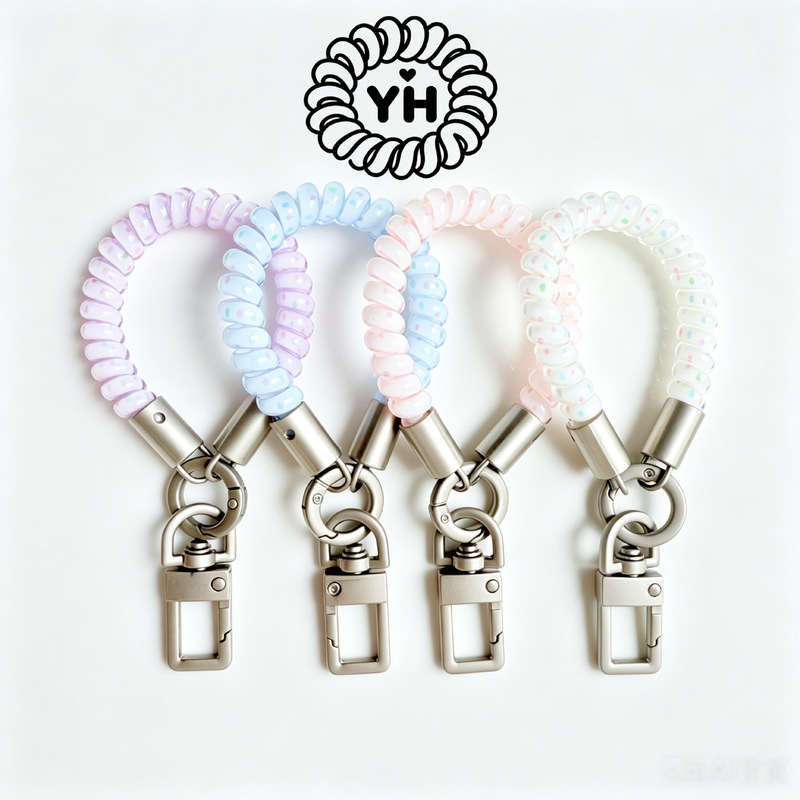 Telephone Cord Mobile Phone Chain Crystal Mobile Phone Lanyard Short Anti-Lost Anti-Theft Ring Double Buckle Elastic Lanyard