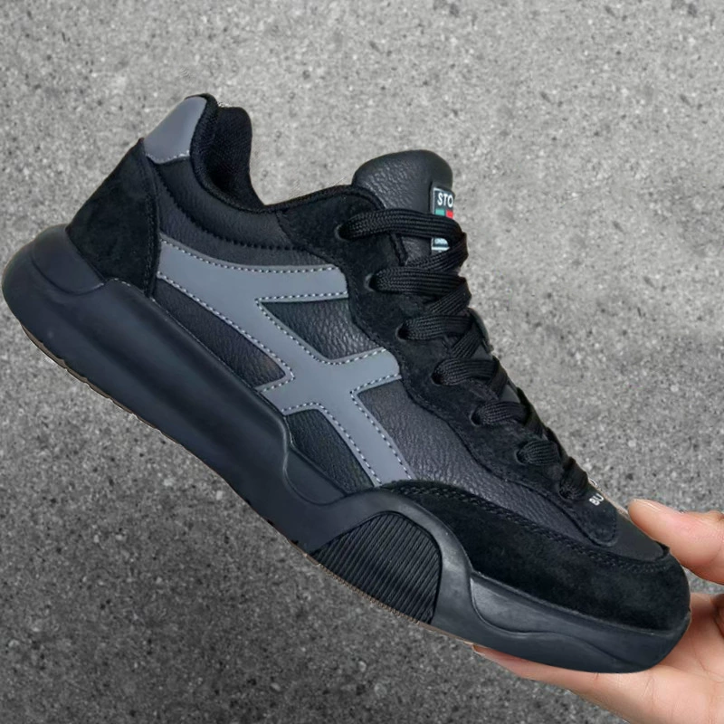 Кожаные новые спортивные дышащие весенние модные туфли для папы, универсальные повседневные туфли с мягкой подошвой и толстой подошвой, мужская обувь 2025, внешняя торговля