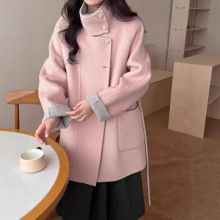 高级感立领双面羊绒大衣中长款女小个子短款洋气质秋冬羊毛呢外套