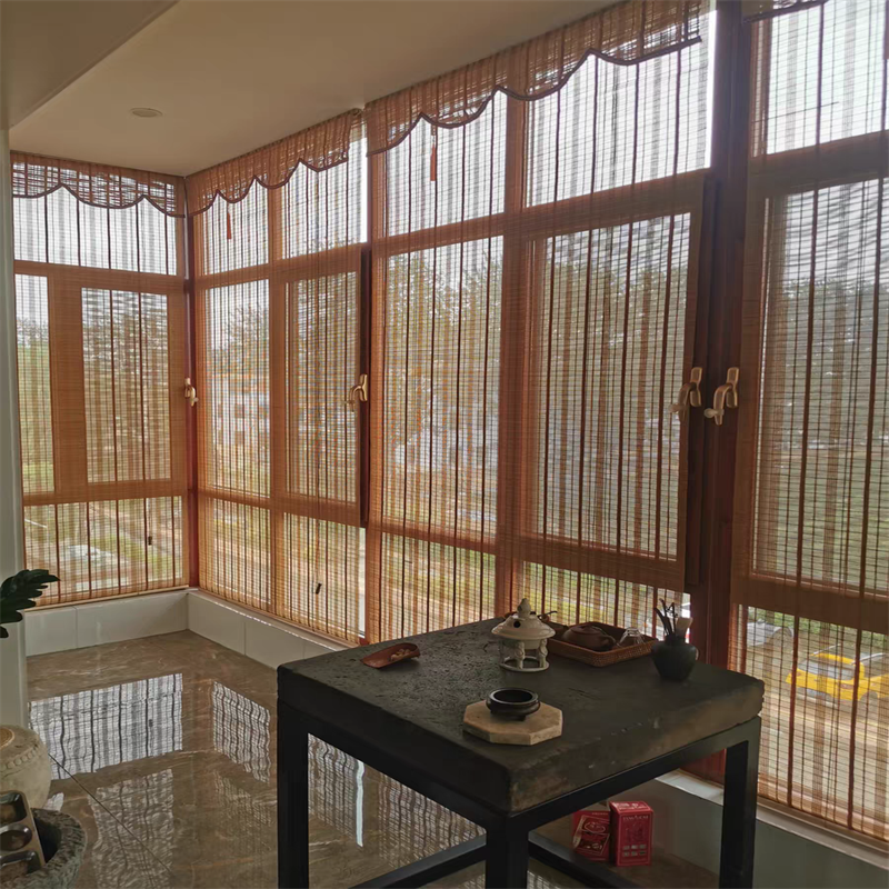 Bamboo Curtain Roller Curtain Balcony Blackout Curtain Tea Room Partition Bamboo Roller Curtain Hotel Homestay Restaurant Lifting Bamboo Curtain